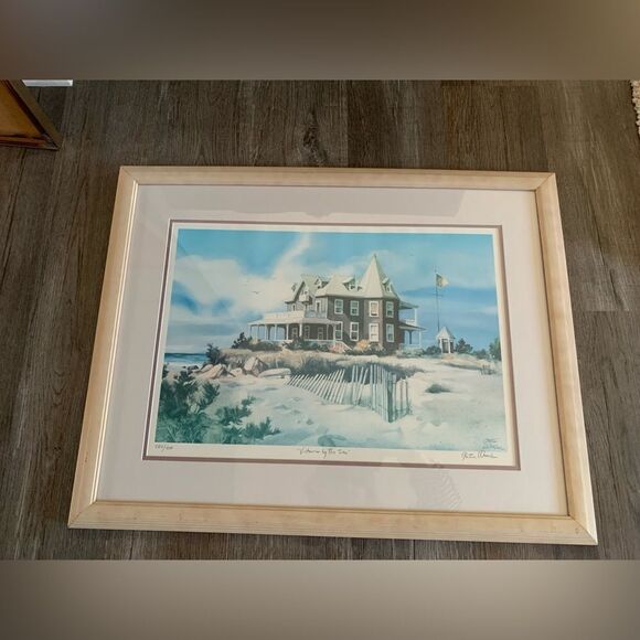 VTG Gustave Wander Painting Reprint Art Frame Victories By The Sea Poster Blue - Picture 4 of 13